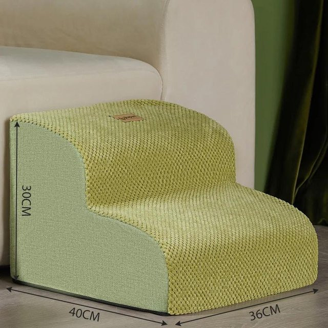 Yiran Furniture Hundetreppe mit 2 oder 3 Stufen aus Memory Foam in Schwarz mit abnehmbarem Bezug - Bild 1
