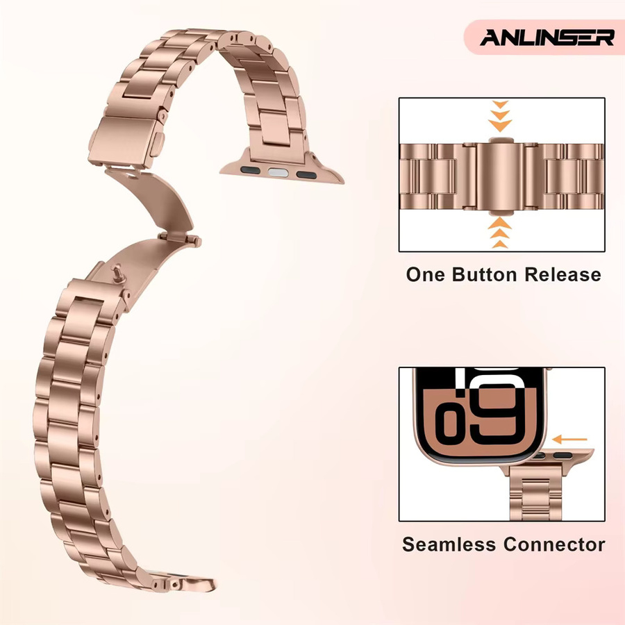 Uhrenarmband Edelstahl, Roségold, Unisex - Bild 2