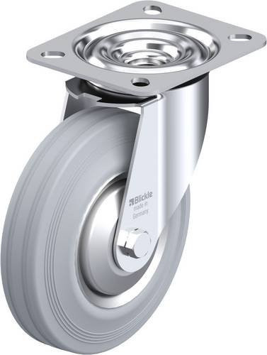 Blickle Lenkrolle LE-VE 125R-SG-FA mit Schraubplatte, Durchmesser: 125 mm, Tragfähigkeit: 100 kg, verzinkt, grau/blau - Bild 1