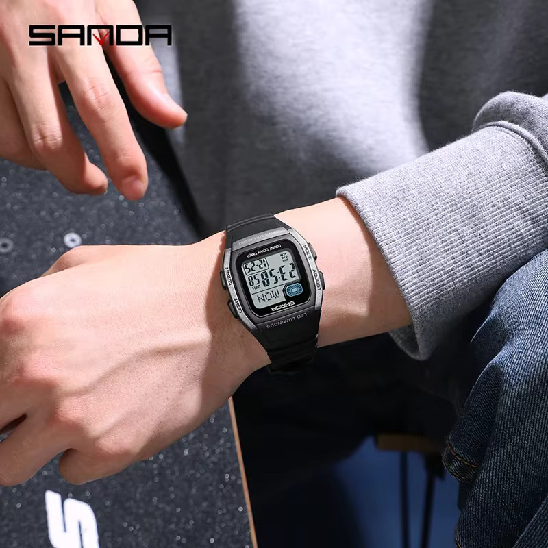 SANDA Digitaluhr, Kunststoff, Schwarz, Eckig, Unisex - Bild 3