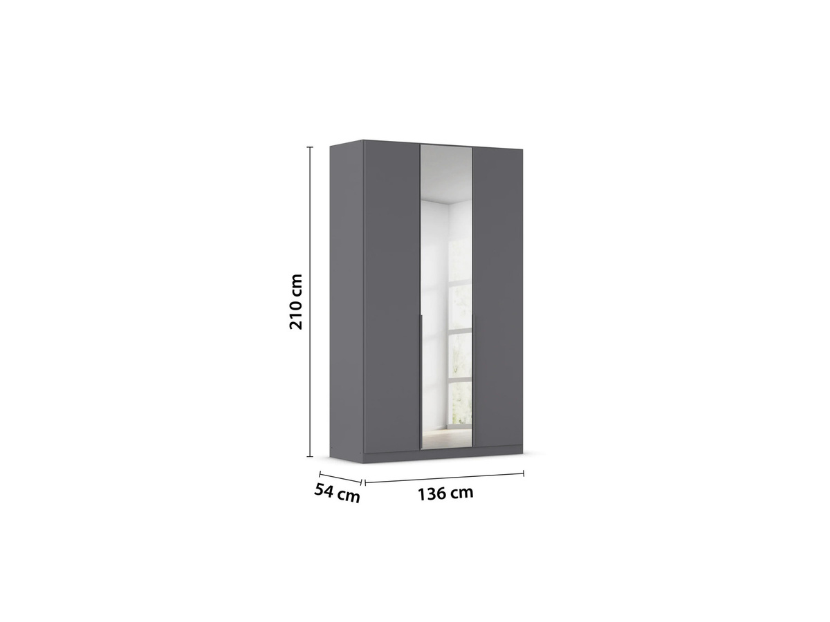RAUCH Drehtürenschrank Alabama mit Spiegel in Graumetallic und Eiche Sonoma, B/H: 136 x 210 cm - Bild 3