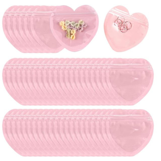 Herzförmige Schmuckaufbewahrungstasche aus PVC in Pink und Multicolour für Halsketten, Armbänder und Ringe - Bild 1