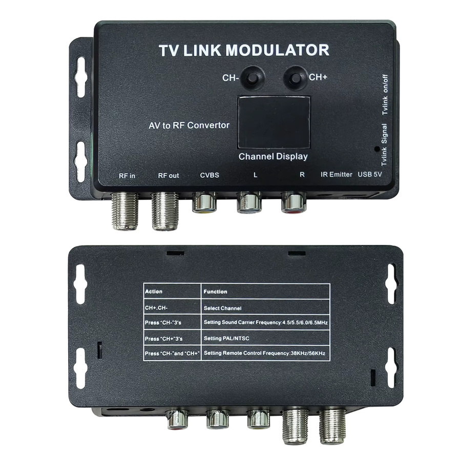 Tuoying AV zu RF TV Link Modulator mit IR-Fernbedienung Range Extender für analoges TV in Schwarz - Bild 3