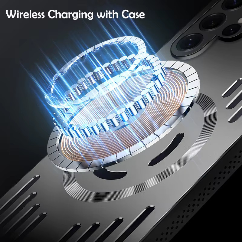 Magnetische kabellose Ladehülle mit Metall-Wärmeableitung für Samsung Galaxy S26 Ultra, S26 und S25 Plus in Grün - Bild 2