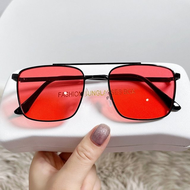 Sonnenbrille Damen, quadratisch, Metall, Vollrand, schwarz - Bild 1
