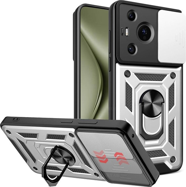 Magnetische Schutzhülle für Huawei Pura 70 Ultra, P70 Pro und Pura 70 mit Linsenschutz und Ring in Transparent oder Schwarz - Bild 1