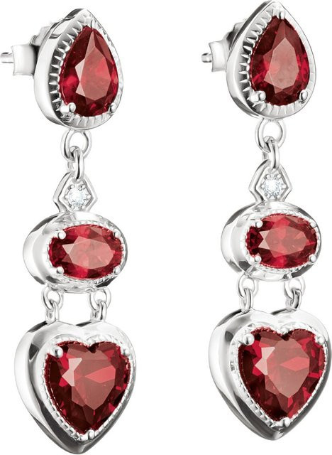 Thomas Sabo Ohrringe Herz Granatrot, 925 Silber, Damen, 34,0 mm - Bild 1