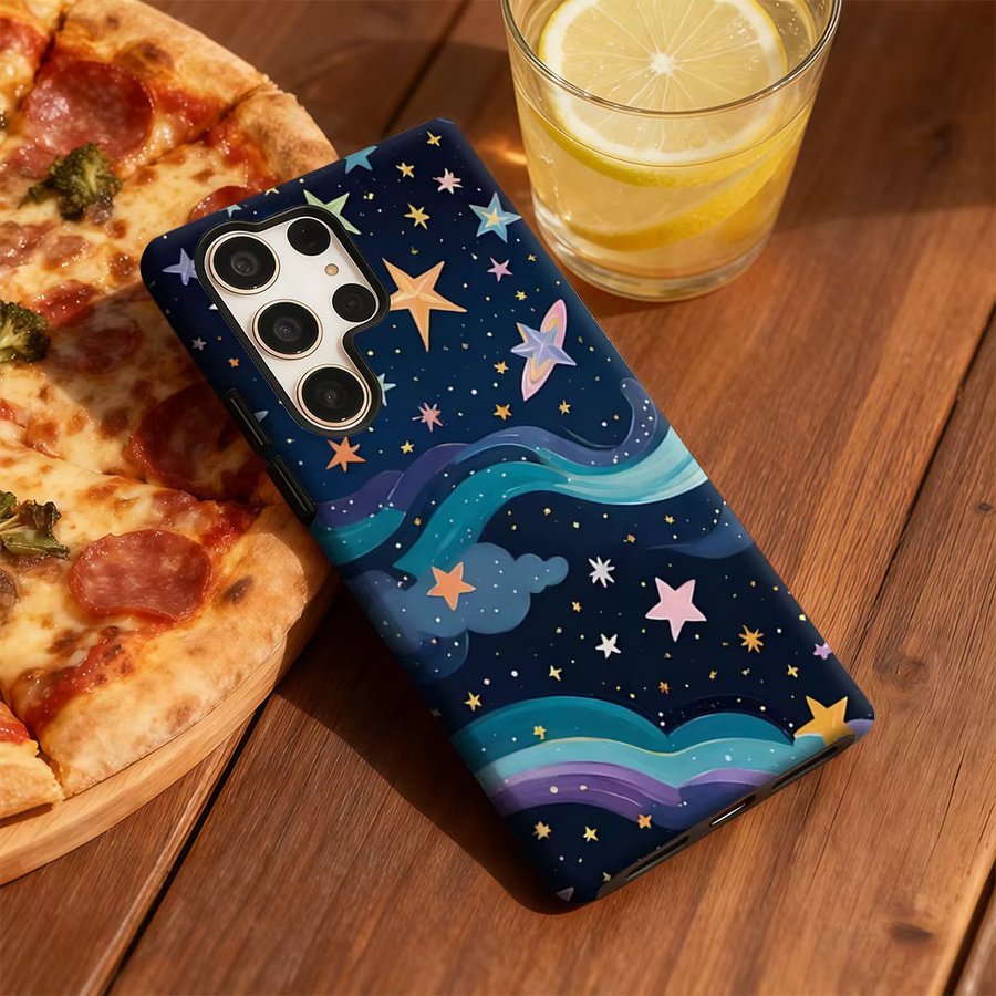 Pastell Star Waves Handyhülle für Samsung Galaxy S25 Ultra, S24 und S23 Ultra Plus, stoßfeste doppellagige Rückseite, Multicolour - Bild 5