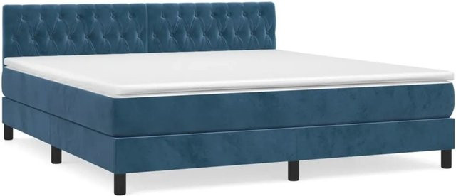 vidaXL Boxspringbett mit Matratze Dunkelblau Samt B/T/H: 180 x 200 x 88 cm - Bild 1