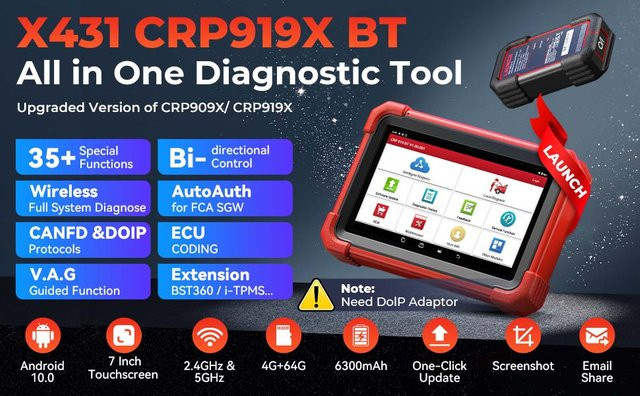 LAUNCH X431 OBD2 Scanner Kfz-Diagnosegerät mit CANFD DOIP und ECU-Codierung in Rot - Bild 1