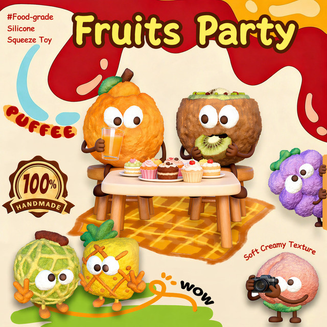 Fruit Rascals Squishy Blind Box, Quetschspielzeug, Silikon, Bunt - Bild 1