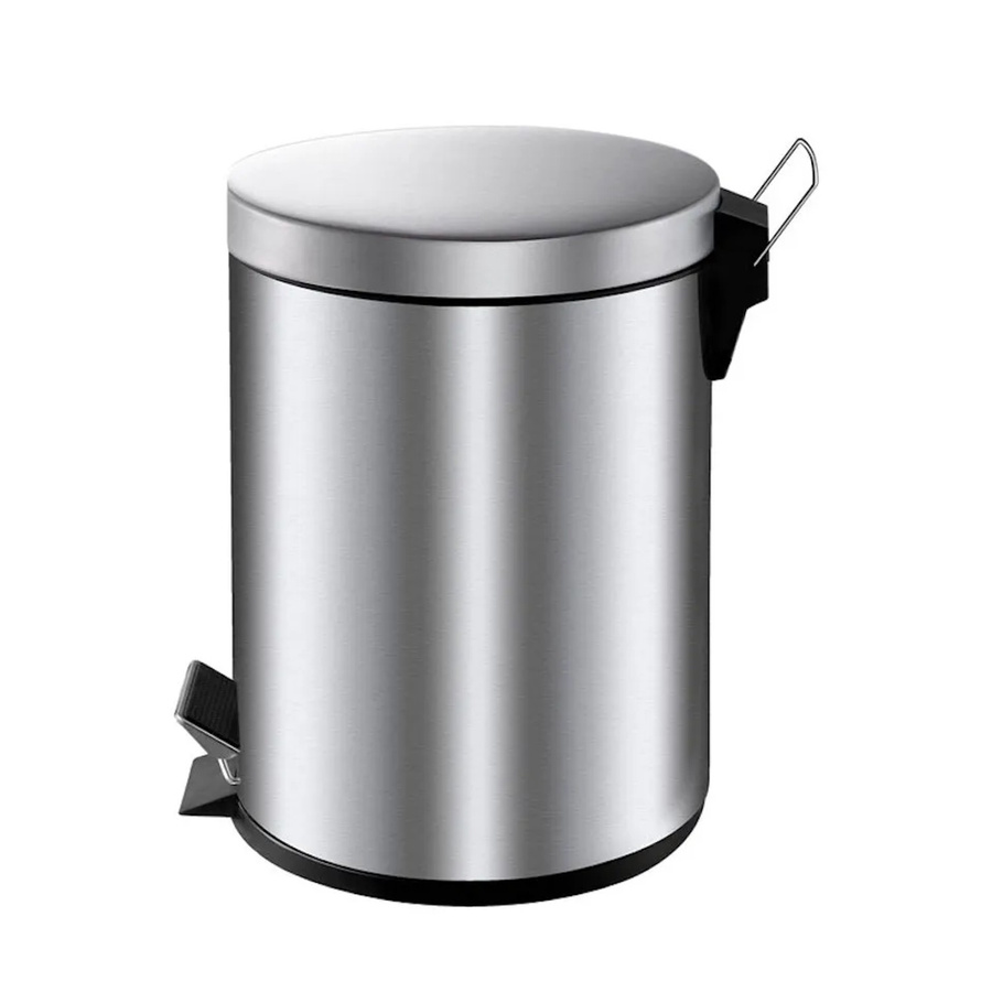 PROREGAL Runder Tretabfallsammler mit herausnehmbarem Kunststoff-Inneneimer, 5 Liter, Matt Silber, H x B x T: 28,4 x 24,5 x 20 cm - Bild 2