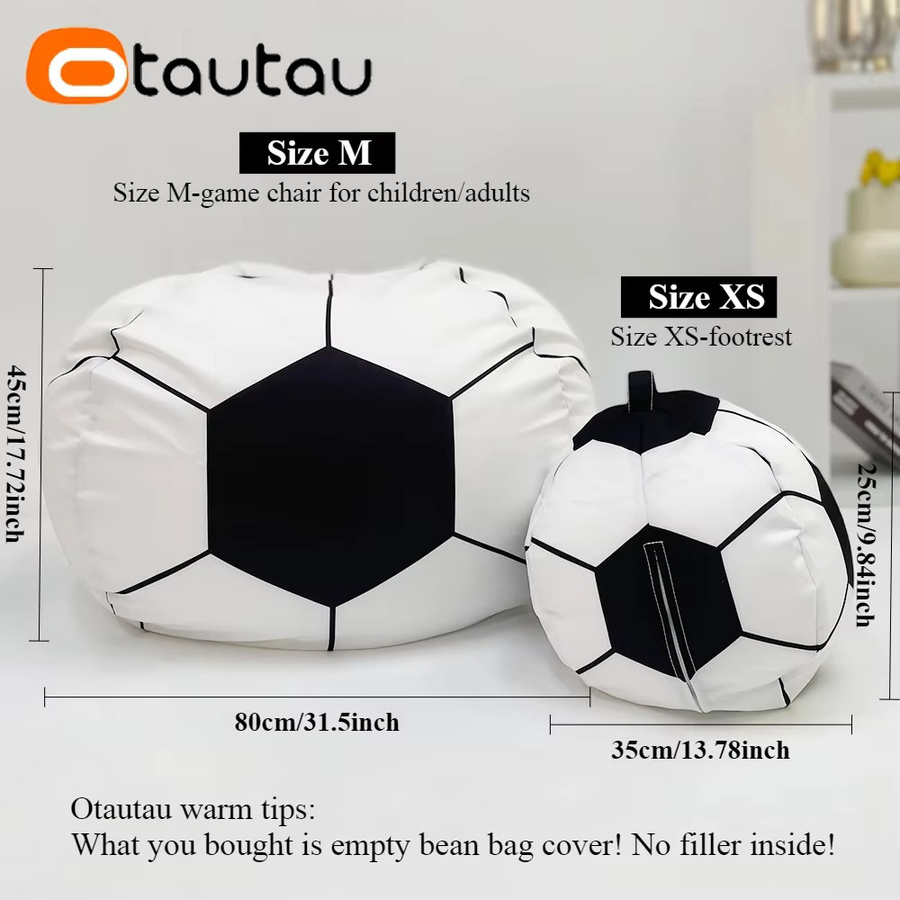OTAUTAU Kleiner Fußball-Sitzsackbezug für Kinder in Multicolour und Weiß - Bild 4