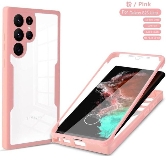 360 Vollschutzhülle für Samsung Galaxy S23 S22 S21 Ultra Plus FE A53 A52 A13 A32 A33 A73 A71 A51 A23 A22 in Pink - Bild 1