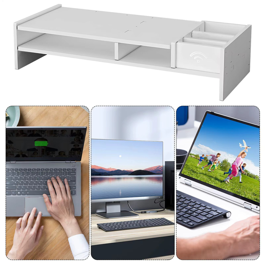 3-stufiger Monitorständer für den Schreibtisch in Weiß zur Büroorganisation für Gaming, Lernen und Arbeiten - Bild 4