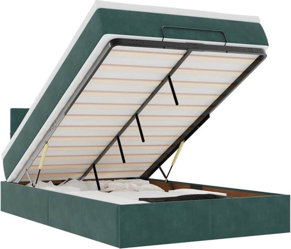 vidaxl Ottoman Polsterbett mit Matratze aus Samt in Dunkelgrün B/T/H: 120 x 190 x 88 cm - Bild 1