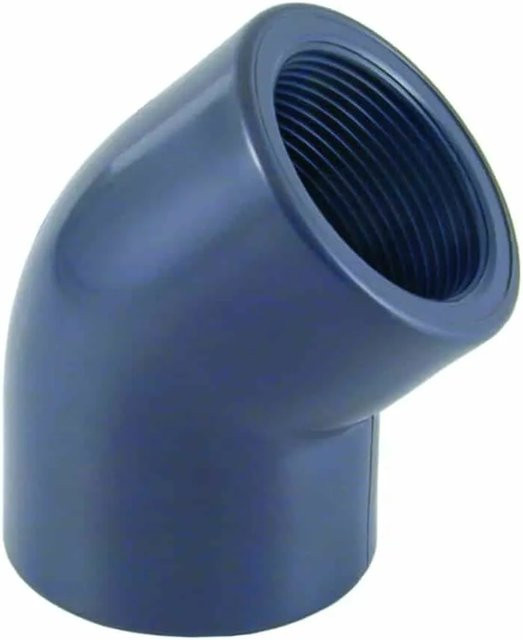 Cepex PVC Winkel Fitting 45 Grad IG 1 1/2 Zoll PN10 Blau - Bild 1