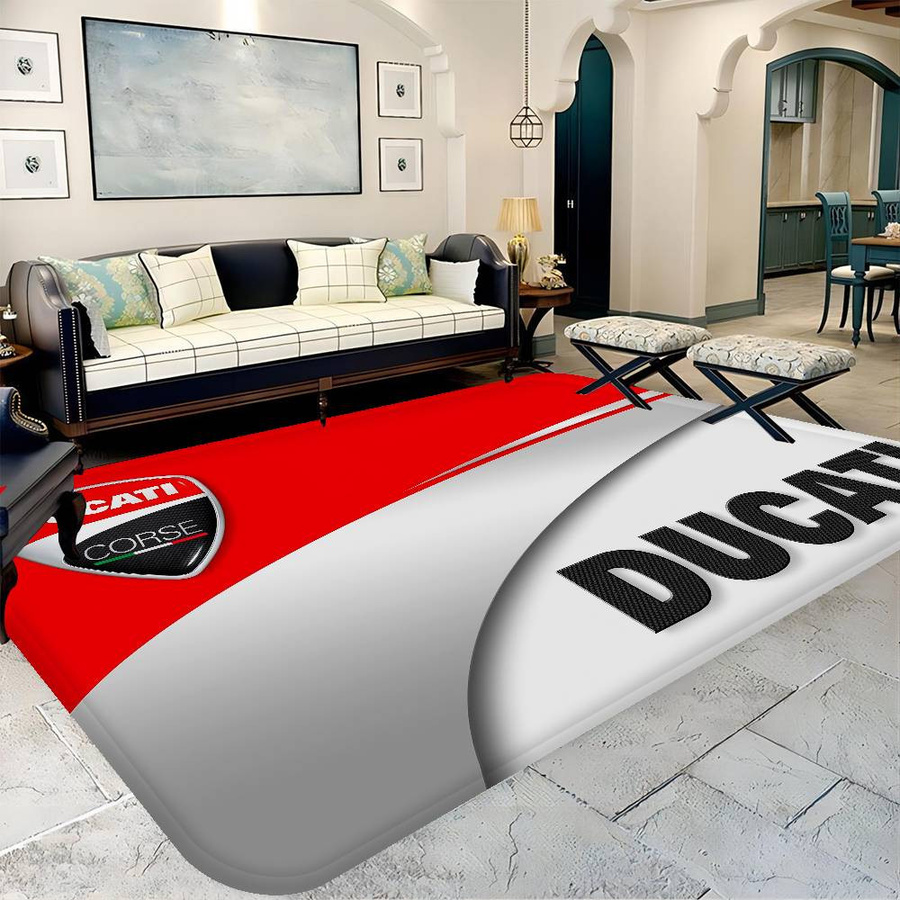 Ducati Motorrad Logo Fußmatte rechteckig, rutschfest, Farben: rot, weiß, grau, B: 60 cm, T: 90 cm - Bild 2