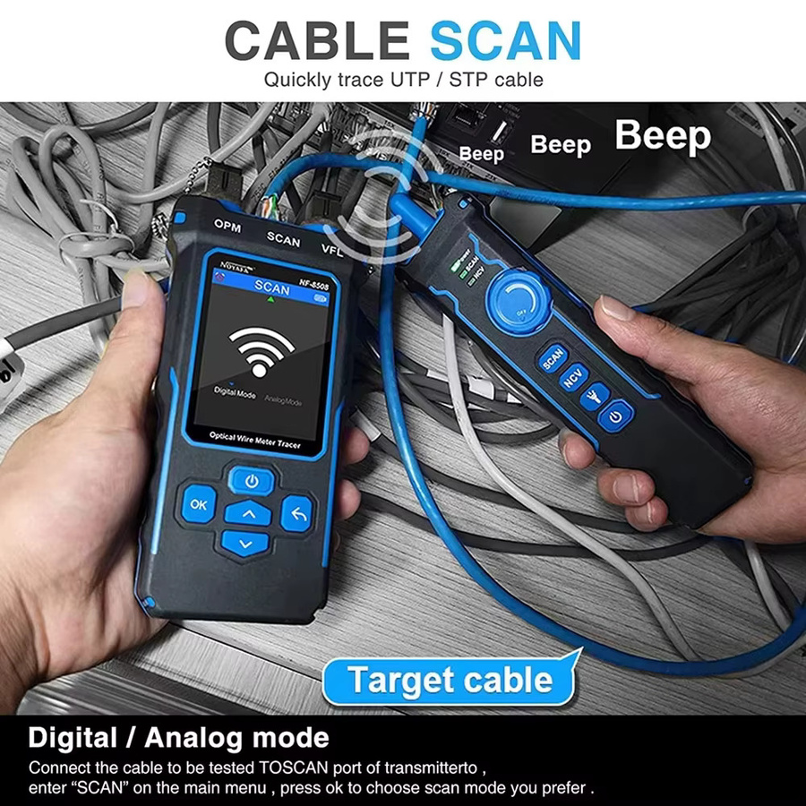 NOYAFA NF-8508 Kabeltester mit LCD, Längenmessung, Wiremap, PoE-Test, VFL und OPM für CAT5 und CAT6 RJ45 Kabellocator und Inspektionswerkzeug - Bild 3