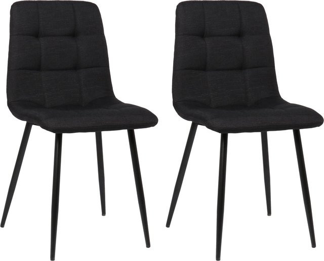2er Set Esszimmerstühle TPFLiving Till aus Stoff und Metall in Schwarz matt - Bild 1