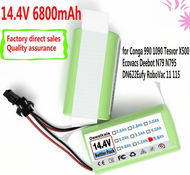 Eufy Li-Ionen-Ersatzakku mit 6800 mAh für RoboVac 11, 11S, 11S MAX, 12 und Tesvor X500, 14,4 V - Bild 1