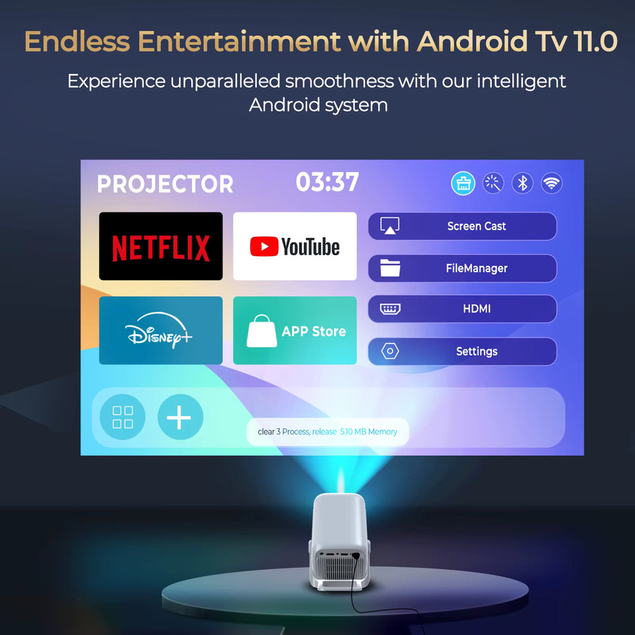 LynCast X3AQ Beamer Full HD Heimkino Projektor mit Android 11, 350 ANSI, Wifi6 und Bluetooth 5.4 in Weiß - Bild 5
