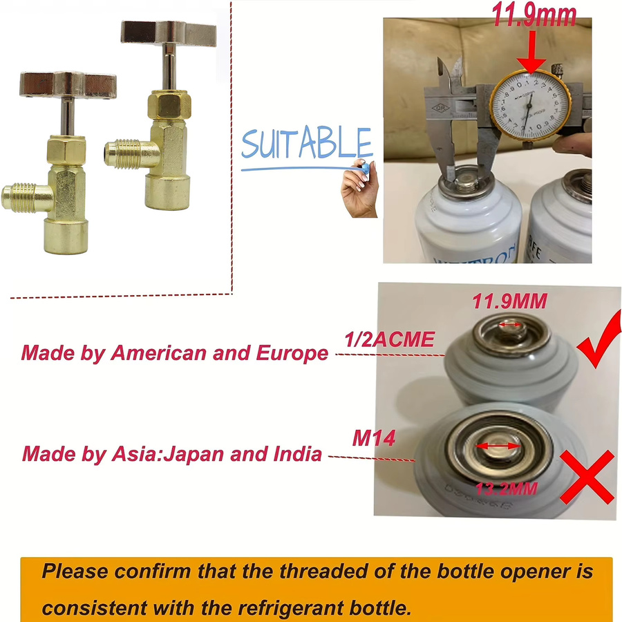 Selbstdichtendes Dosenhahnventil für R134A Kältemittel in Gold mit T-Griff und 1/4 Zoll SAE-Stecker - Bild 1