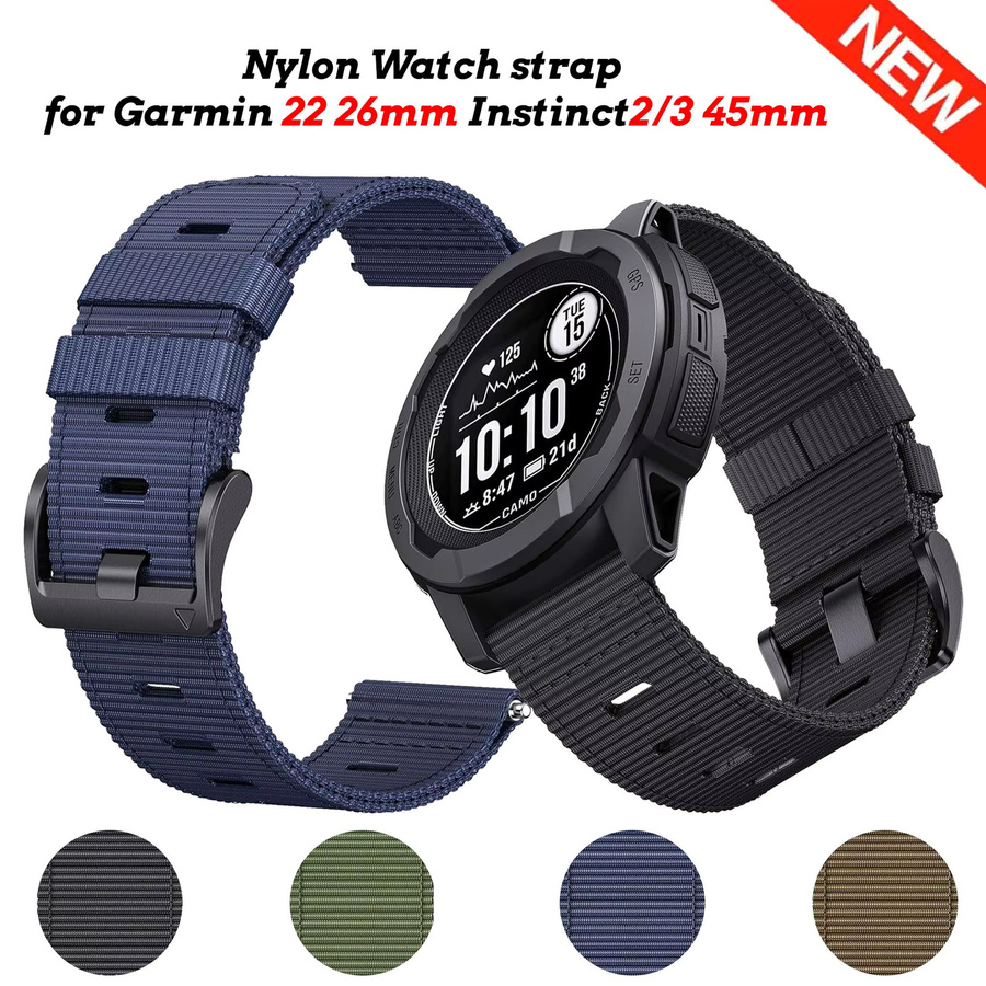 Runcool Uhrenarmband Nylon, Schwarz, 22 mm, kompatibel mit Garmin Instinct 2 - Bild 2