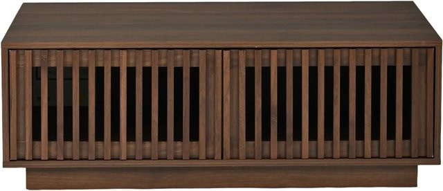 Merax Couchtisch im Retro-Design mit Stauraum, Farbe Walnuss, B/T/H: 100 x 50 x 35 cm - Bild 1
