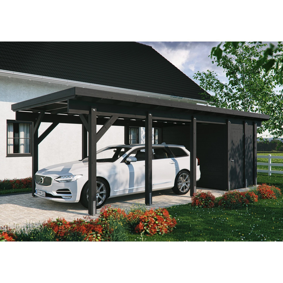 Kiehn-Holz Geräteraum für Einzelcarport KH 321 aus Holz in Anthrazit, B: 299 cm, H: 174 cm - Bild 2