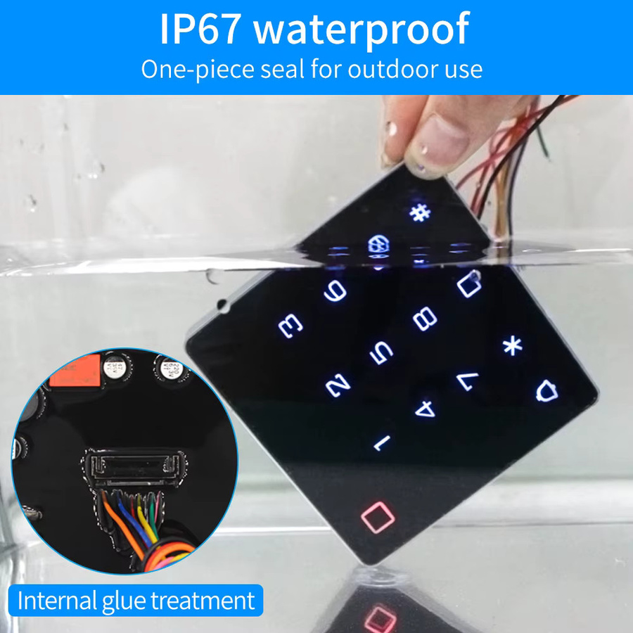 LUCKING DOOR Intelligentes RFID-Türeinstiegs-Tastenfeld mit Hintergrundbeleuchtung und EM-Zugangskontrolle, Tuya App Unterstützung, Wiegand-Lesegerät, Farbe: Schwarz - Bild 2