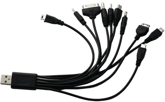 Universelles USB-auf-Multi-Stecker-Handyladekabel in Schwarz für Samsung, Xiaomi, Huawei, Google, OPPO und Vivo - Bild 1