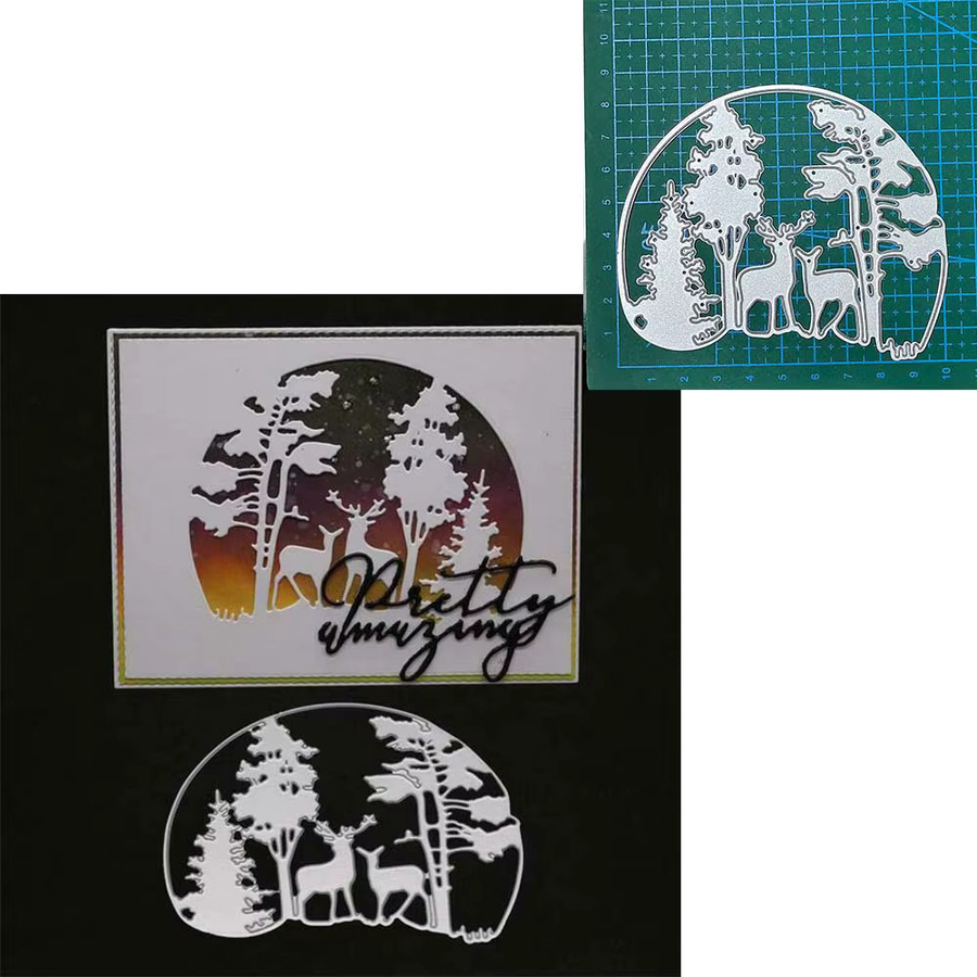 Metall Stanzformen für Papierhandwerk mit Weihnachts-Motiven wie Hirsch, Weihnachtsmann und Bäumen in Silber - Bild 2