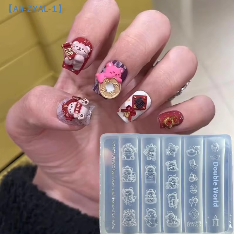 JETTING Silikon-Nagelkunstform Cartoon Neujahrsbär, Transparent, Unisex - Bild 2