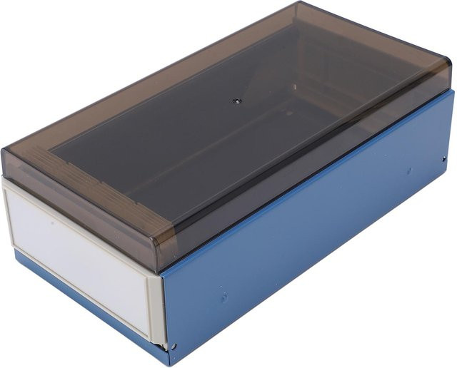 GoolRC Karteikartenhalter aus transparentem Kunststoff mit Schiebedesign und ausziehbarem Ende in Blau und Schwarz - Bild 1