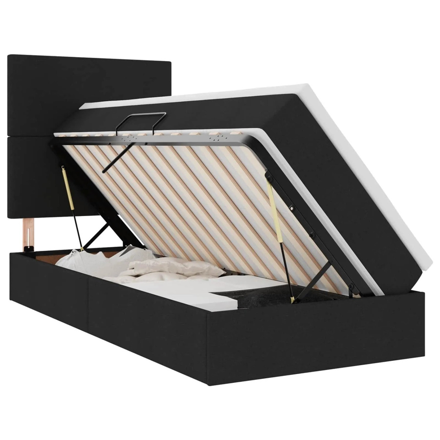 vidaXL Bett mit Stauraum und LED-Unterbettbeleuchtung in Schwarz, B/T: 90 x 190 cm - Bild 2