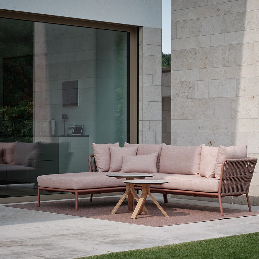 Stern Recamiere Romy Aluminium Terra Kordel mit Kissenset in Lychee Pink, Armlehne rechts - Bild 2