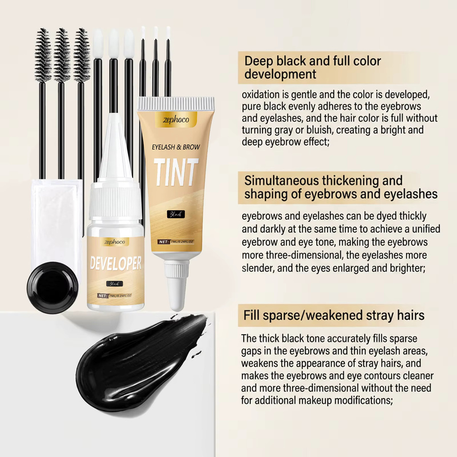 zephoco Augenbrauen- und Wimpern-Färbeset, Unisex - Bild 3