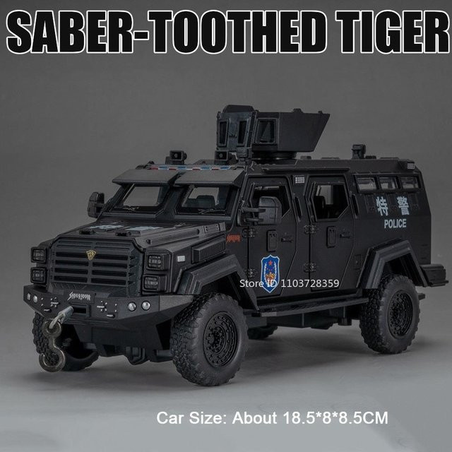 Linyi Toy Car Avtoros Shaman Säbelzahntiger Gepanzertes Polizeiauto, Modell, 1:32, Metall, Sound, Licht, ab 14 Jahren - Bild 1