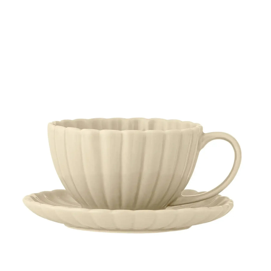 Bloomingville Tasse mit Untertasse Latina in Beige - Bild 1