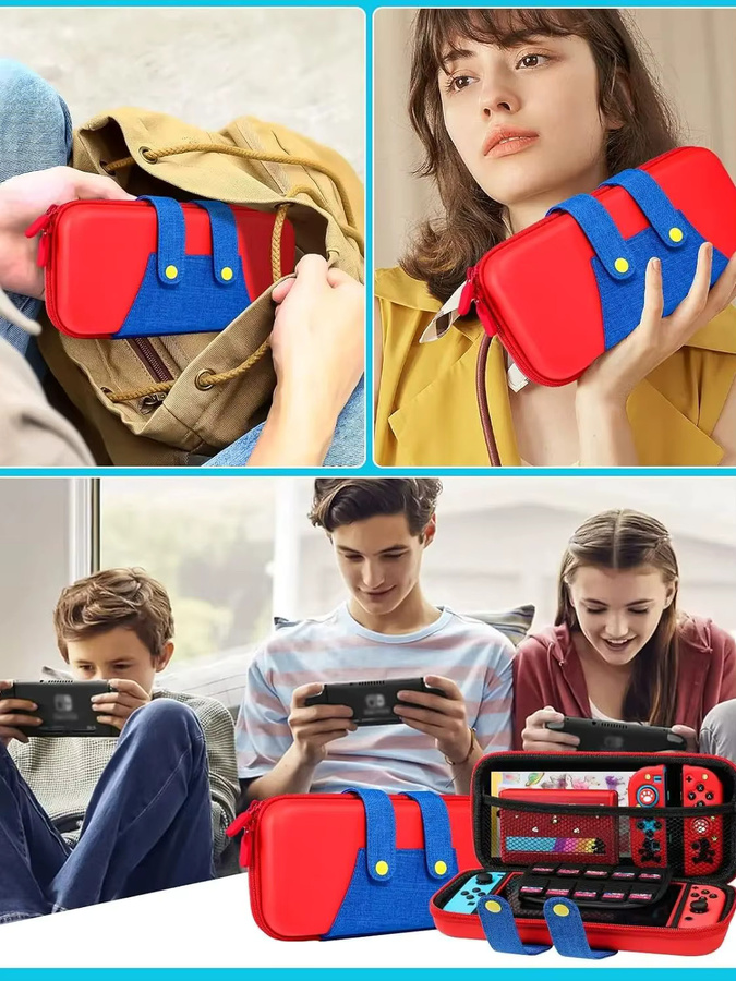 HUASUNWAY Retro-Style Hartschalen-Reisetasche für Nintendo Switch mit Platz für 10 Spielmodule - Bild 5