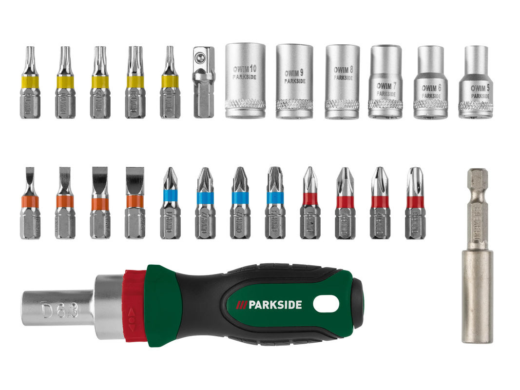 Parkside Ratschen-Bit- und Steckschlüssel-Set mit 6,3 mm Bit- und Stecknusssatz in Mehrfarbig - Bild 2