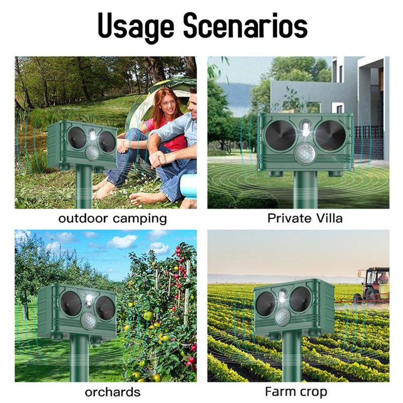 TOMTOP JMS Ultraschall Tierabwehr für den Garten mit Solarbetrieb, Bewegungsmelder und LED Strobe, wasserdicht, grün - Bild 10