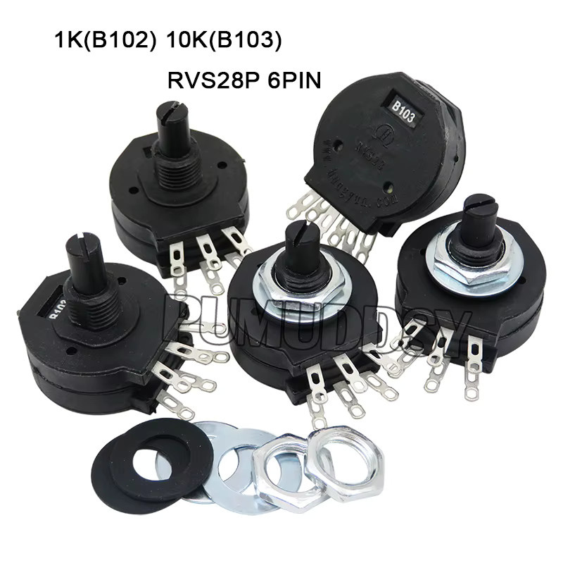 PUMUDDSY Set aus 5 elektrischen Potentiometern RVS28P-B102 und RVS28P-B103 für Schweißmaschinen in Schwarz - Bild 4