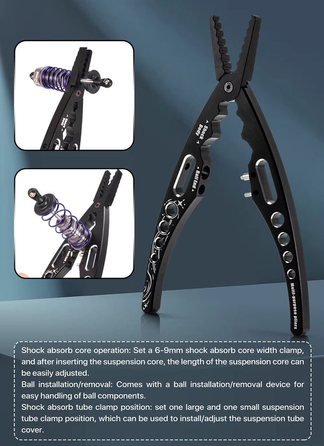 9IMOD RC Auto Universal Stoßdämpferzange Kugelkopfzange Reifenlochöffner, Zubehör, Metall, Schwarz - Bild 2