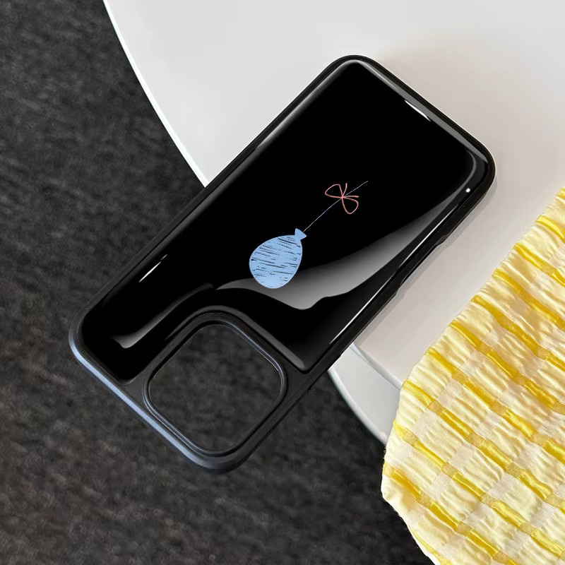 AIR PLUS Handyhülle im koreanischen Stil mit blauem Ballon-Design für iPhone 11 bis iPhone 17 Pro Max, stoßfest aus Epoxidharz, Farbe: Blau/Schwarz - Bild 2