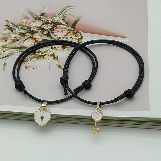Armbandset Schloss Schlüssel Design, Messing, schwarz, Damen - Bild 1