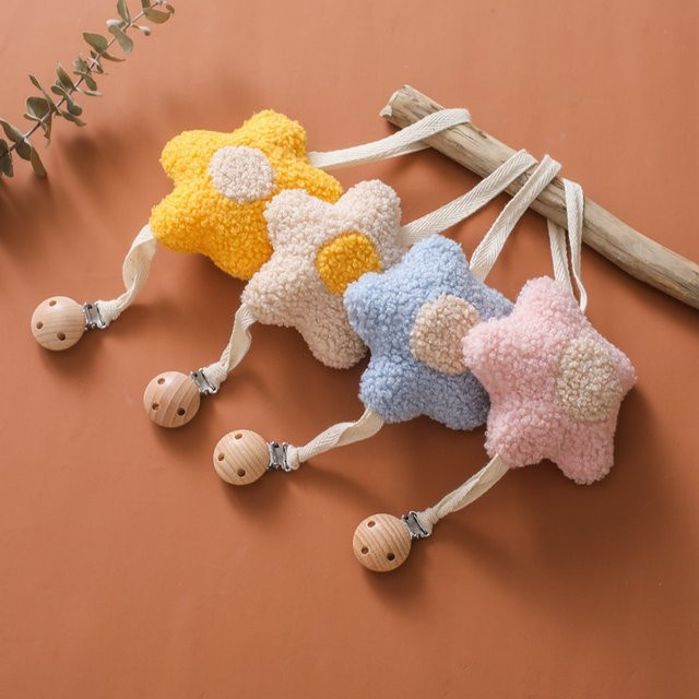 Baby Schnuller Clip mit Blumenmuster in Blau und Mehrfarbig für Neugeborene und Kinderwagen - Bild 1