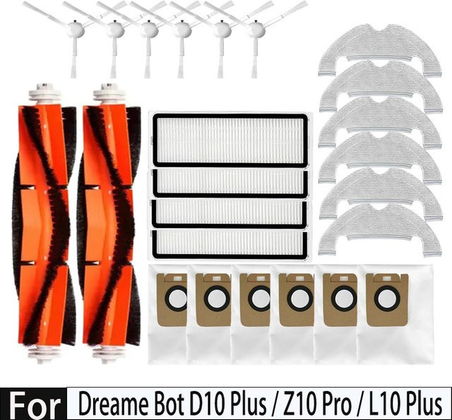 Dreame Bot D10 Plus RLS3D Zubehör-Set mit HEPA-Filter, Wischmopp, Haupt- und Seitenbürste sowie Staubbeuteln - Bild 1