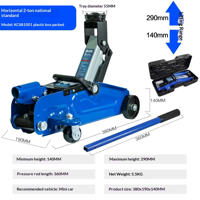 Hydraulischer Wagenheber in Blau, tragbares Auto-Rettungswerkzeug mit niedrigem Profil für schnelles Heben und Notfallwechsel - Bild 3